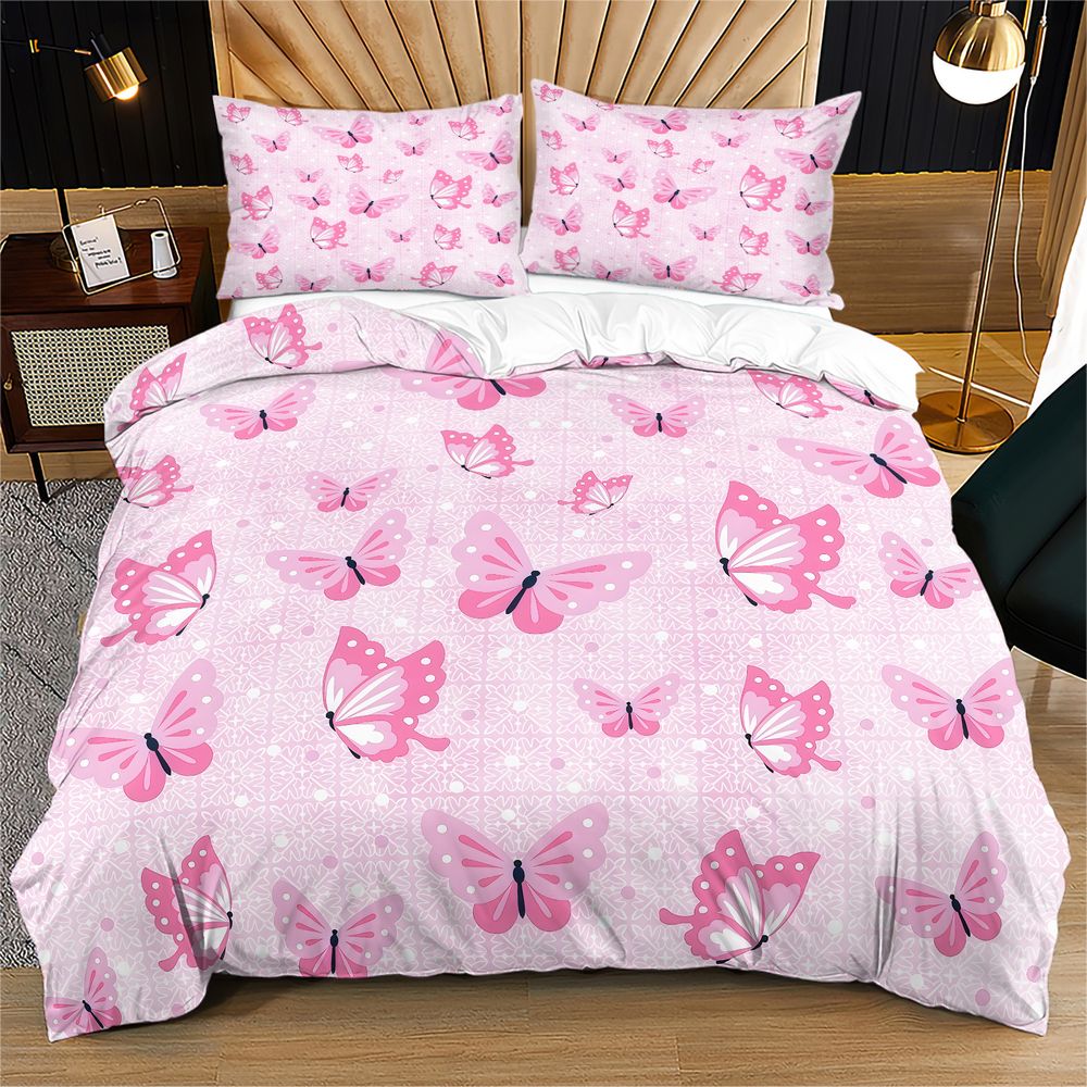 Aesthetic Floral Duvet Cover - طقم غطاء لحاف بنقشة الفراشات، طقم
