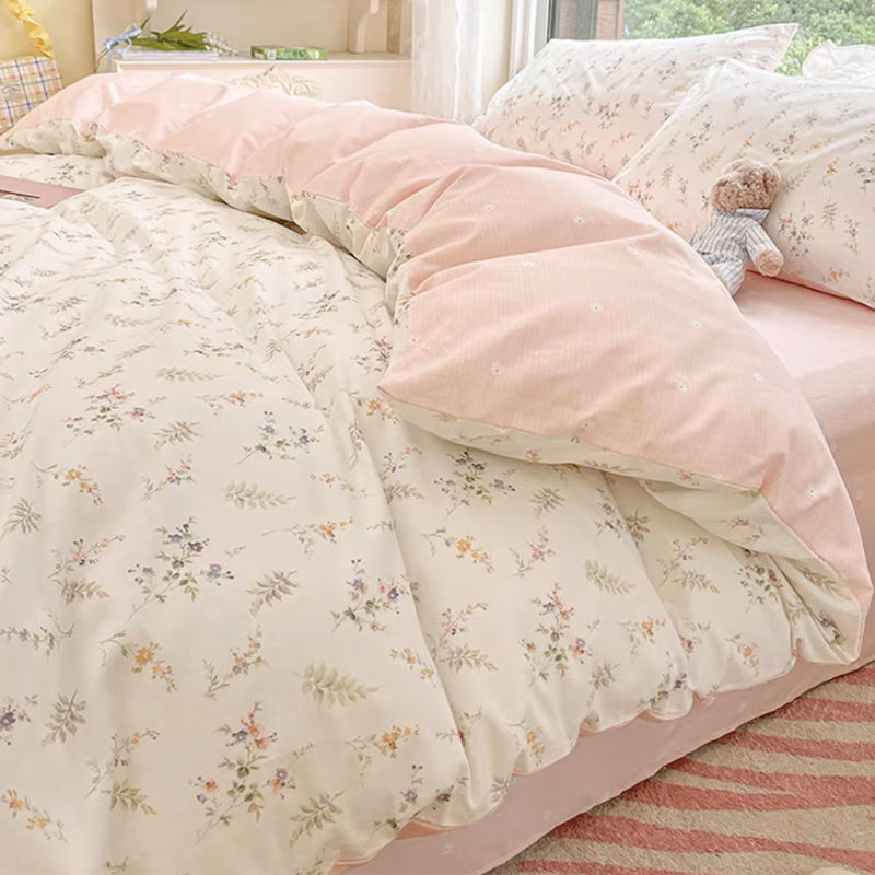 Aesthetic Floral Duvet Cover - Ins الوردي الزهور الفراش مجموعة الموضة