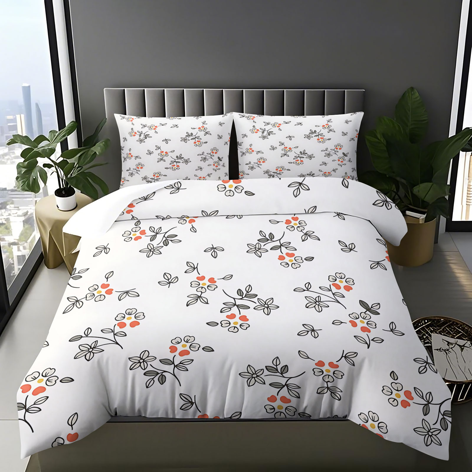 Aesthetic Floral Duvet Cover - طقم غطاء لحاف بسيط مكون من