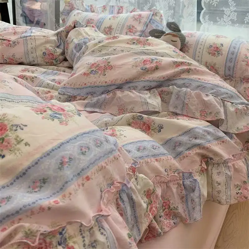Aesthetic Floral Duvet Cover - الكورية نمط الأميرة الأزهار طقم سرير