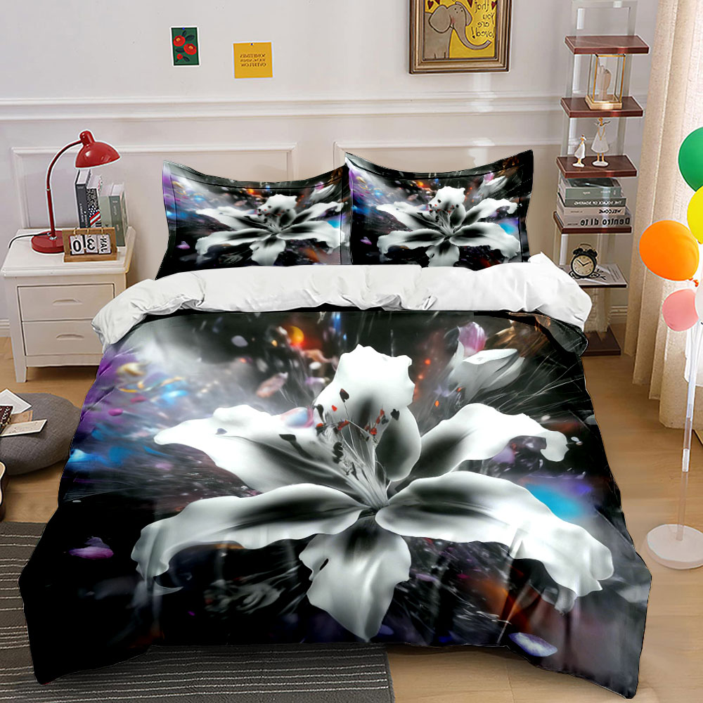 Aesthetic Floral Duvet Cover - طقم أغطية سرير بتصميم زهرة الزنبق