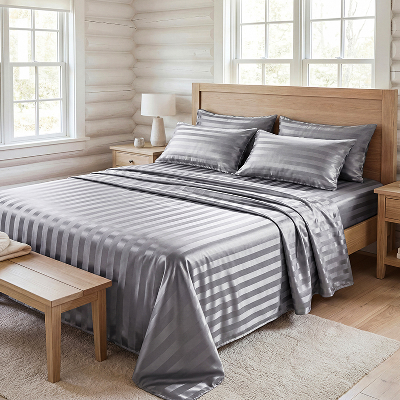 Fitted Bed Sheets Deep Pocket - طقم ملاءات سرير ساتان مقاوم للتجاعيد