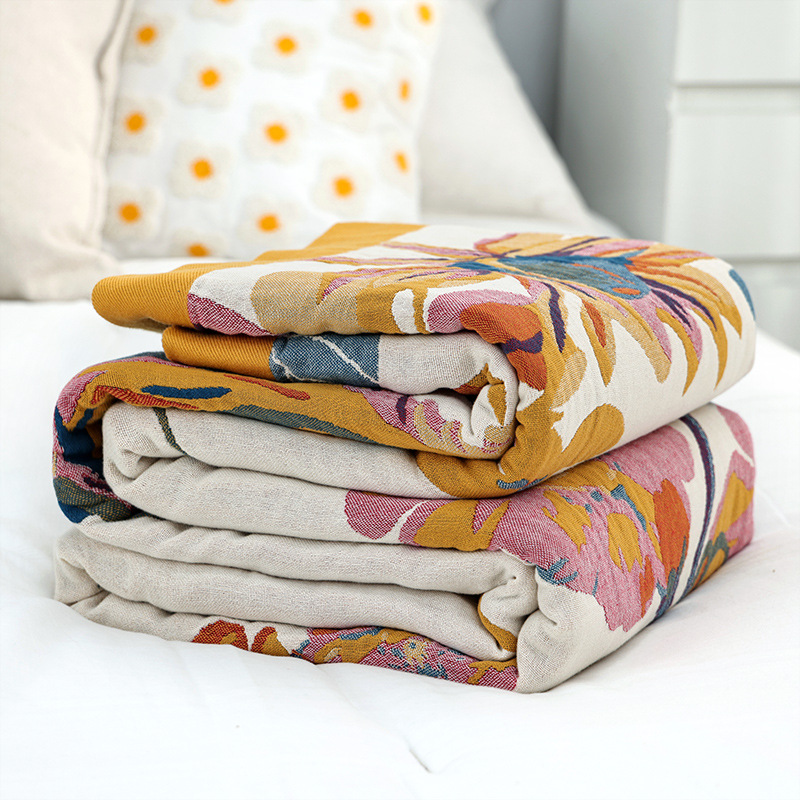 Muslin Cotton Bedspread - بطانية قطنية بسيطة مع شاش موسلين