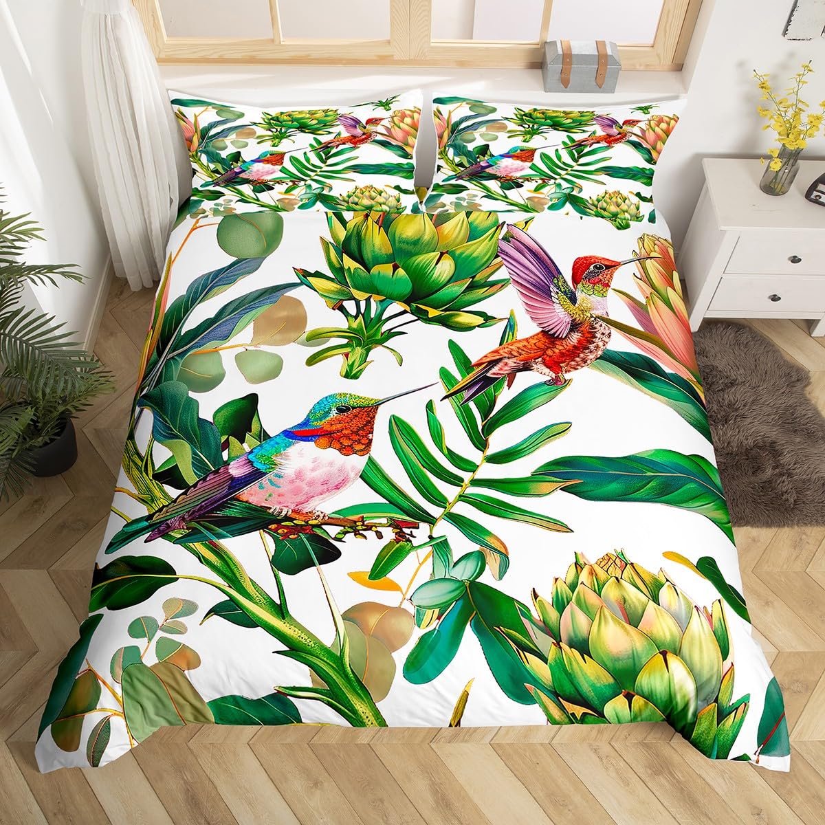 Hummingbird Bedding Set Luxury - مراجعة Aesthetic Floral Duvet Cover وسعره