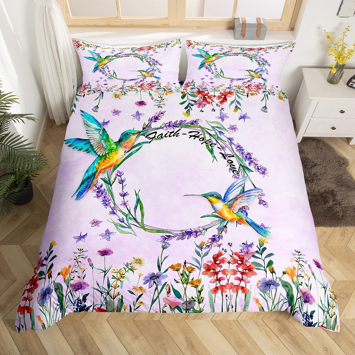 Hummingbird Bedding Set Luxury - مراجعة Aesthetic Floral Duvet Cover وسعره