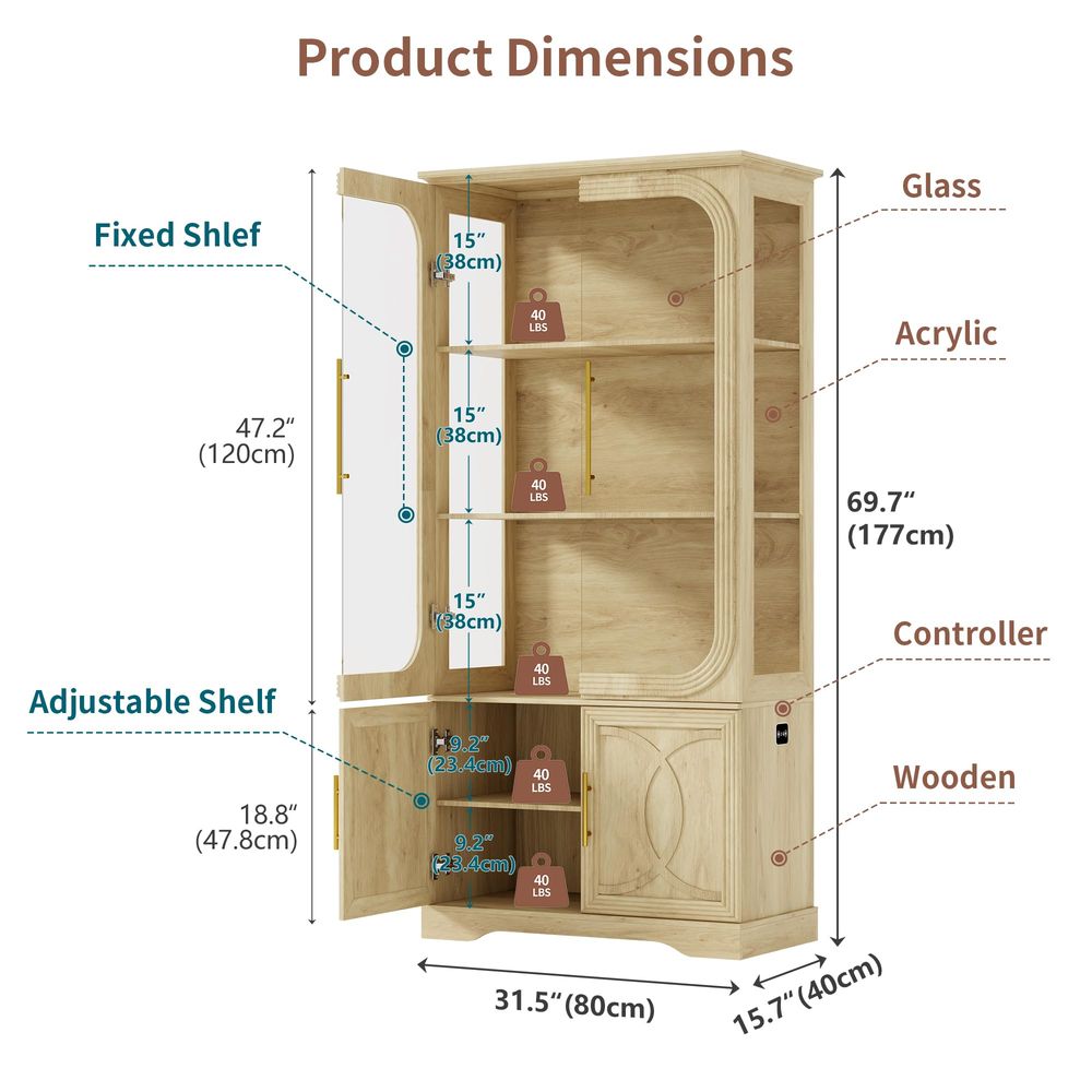 خزانة عرض بأبواب زجاجية ورفوف  - مراجعة Storage & Organization وسعره
