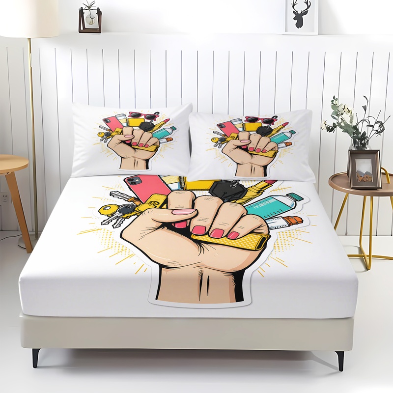 طقم ملاءات سرير مطاطية بطبعة ا - مراجعة Fitted Bed Sheets Deep Pocket وسعره