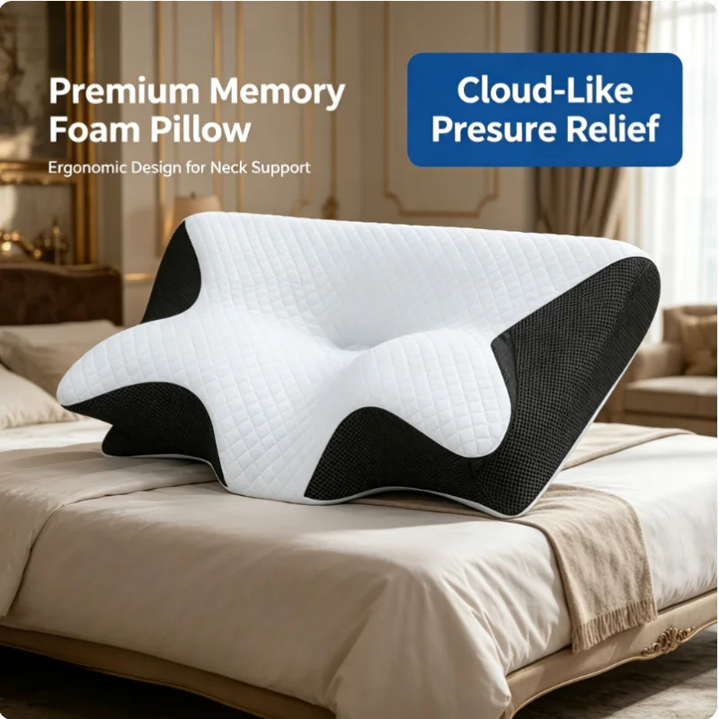 وسادة طبية من الفوم المتكيف لل - مراجعة Memory Foam Orthopedic Pillow Neck Pain وسعره