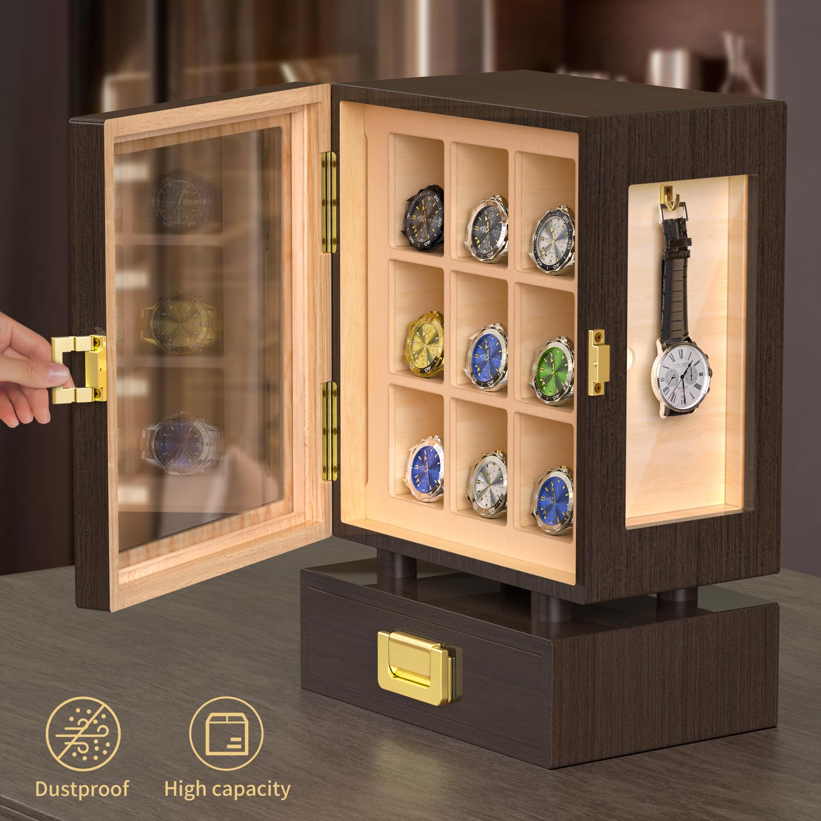 صندوق تخزين ساعات خشبي مستطيل  - مراجعة Storage & Organization وسعره