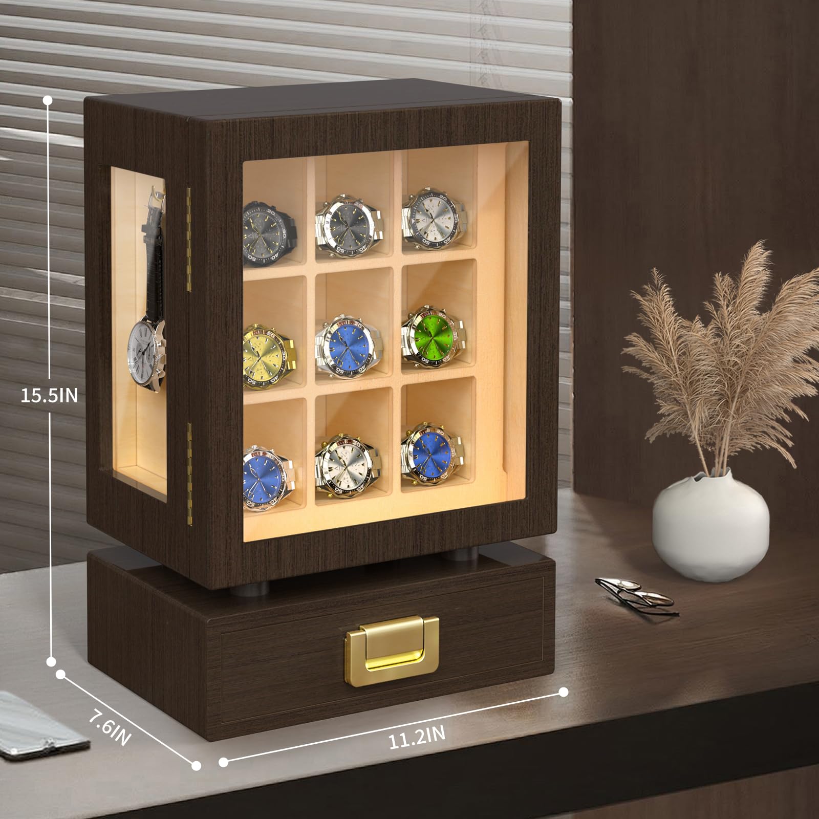 صندوق تخزين ساعات خشبي مستطيل  - مراجعة Storage & Organization وسعره