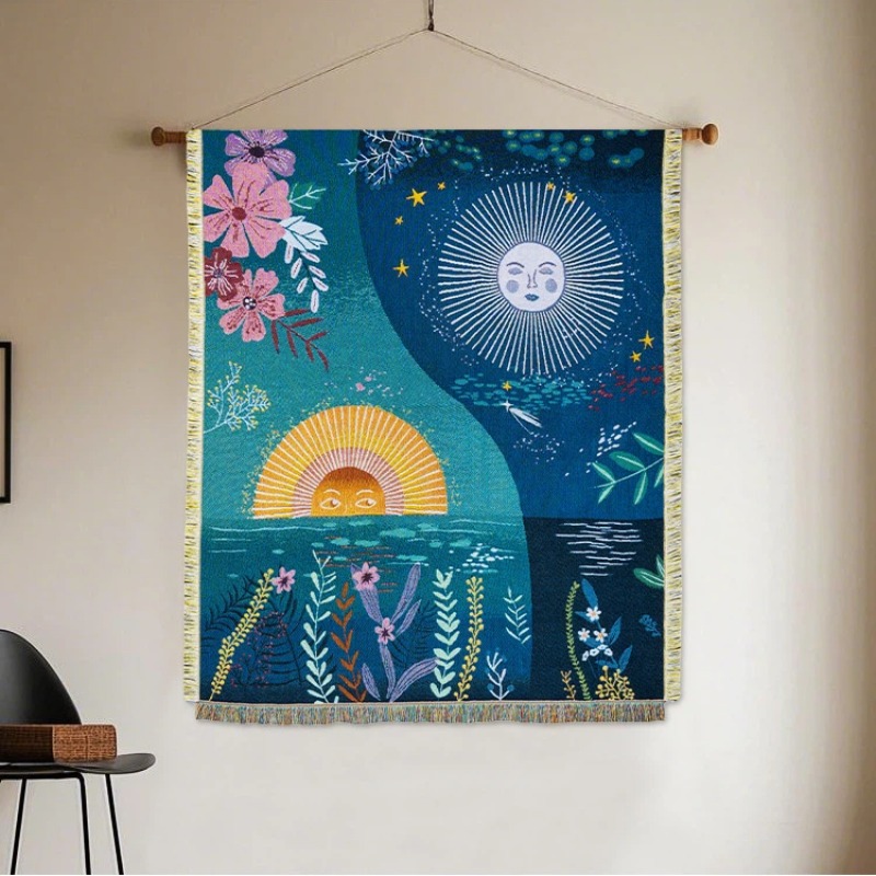 سجادة جدارية منسوجة بتصميم الش - مراجعة Boho Throw Blanket Fringe وسعره