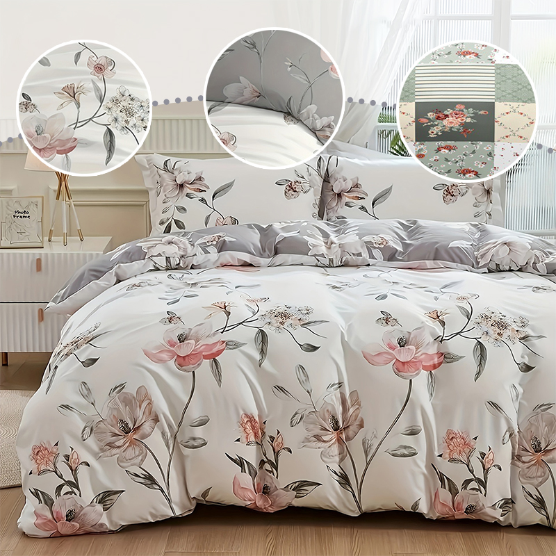 طقم غطاء لحاف أخضر بنقشة زهور  - مراجعة Aesthetic Floral Duvet Cover وسعره
