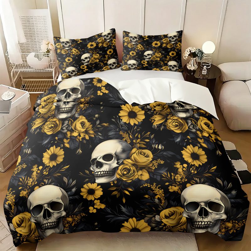 طقم غطاء لحاف بتصميم جمجمة ذات - مراجعة Aesthetic Floral Duvet Cover وسعره