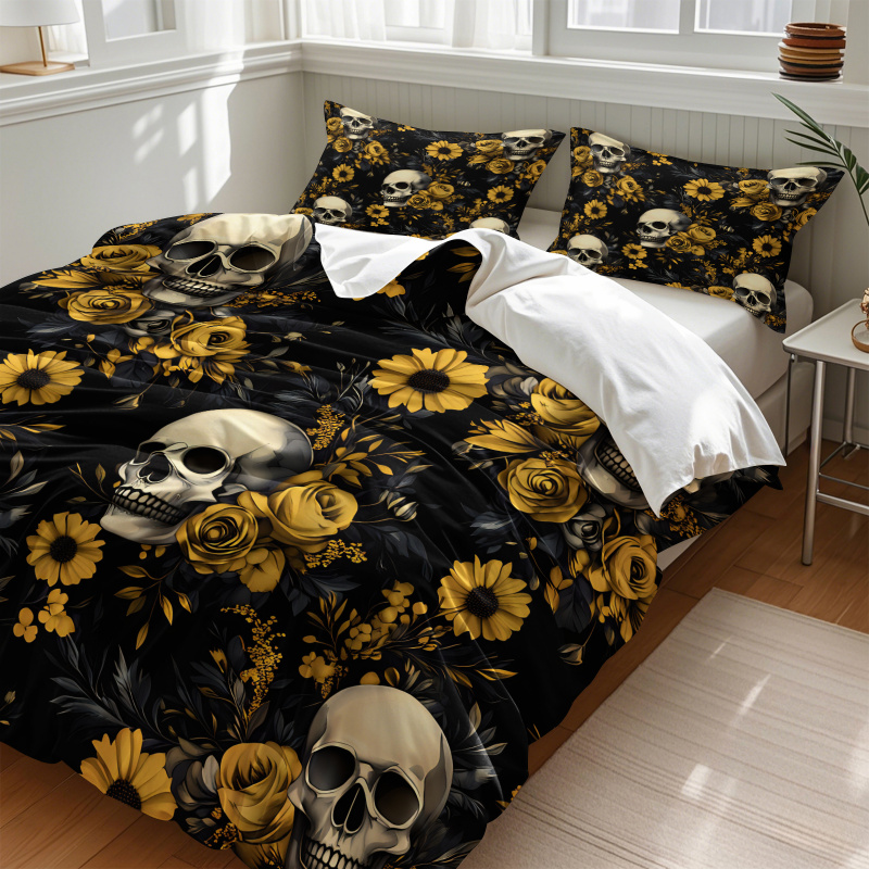 طقم غطاء لحاف بتصميم جمجمة ذات - مراجعة Aesthetic Floral Duvet Cover وسعره