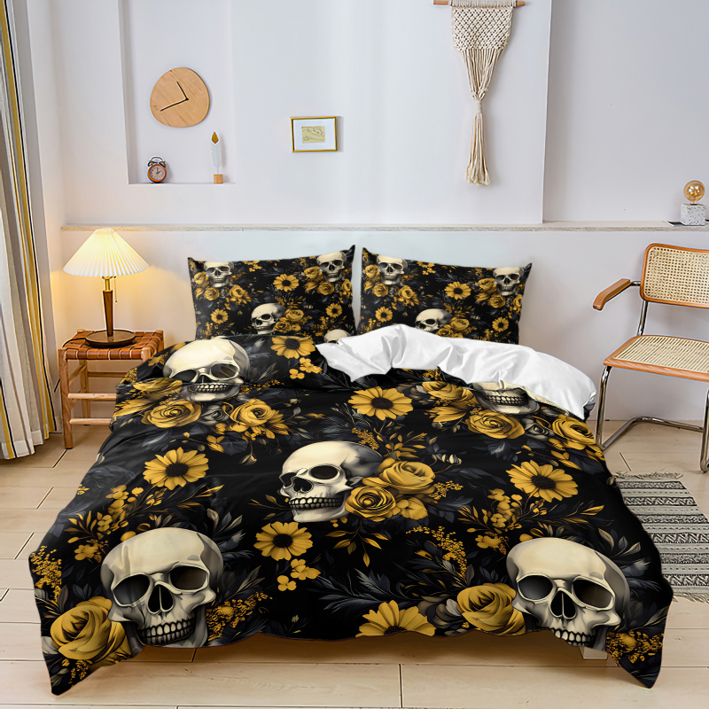 طقم غطاء لحاف بتصميم جمجمة ذات - مراجعة Aesthetic Floral Duvet Cover وسعره