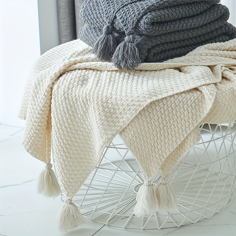 بطانية بوهو محبوكة للزينة مع ش - مراجعة Boho Throw Blanket Fringe وسعره