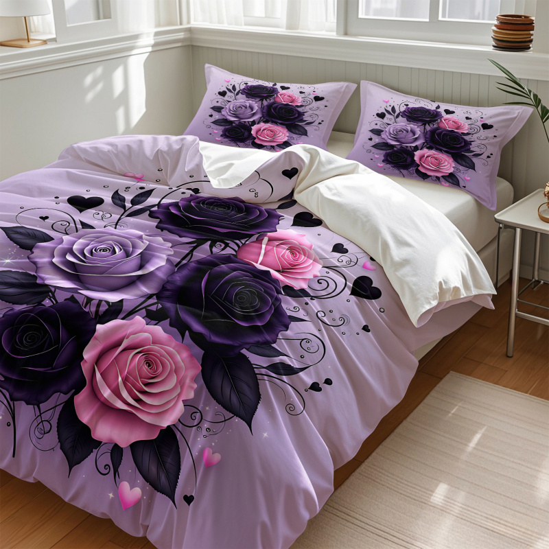 طقم غطاء لحاف بتصميم قلب وردي  - مراجعة Aesthetic Floral Duvet Cover وسعره