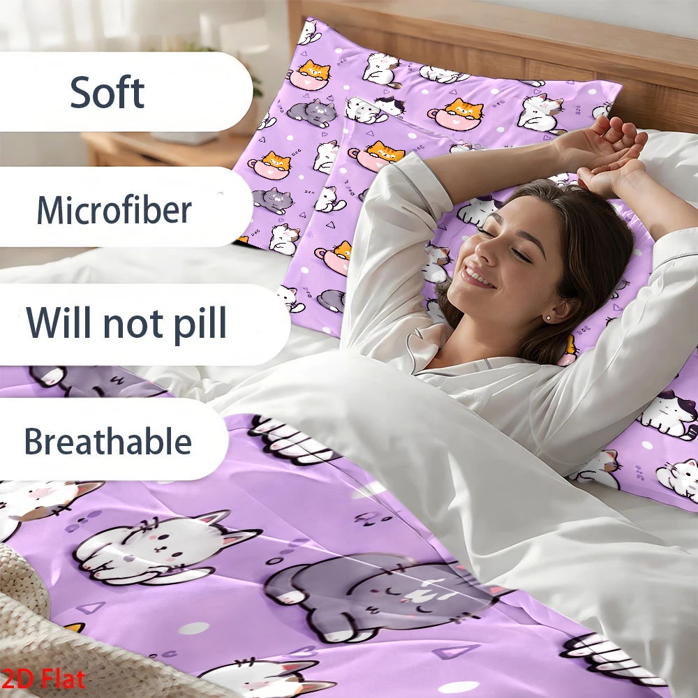 طقم غطاء لحاف بطبعة قطة لطيفة  - مراجعة Duvet Cover Sets With Zipper وسعره